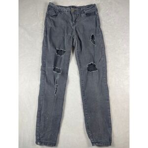Ci Sono Mens Distressed Black Paint Splatter Slim Jeans Size 13/31 DP9805